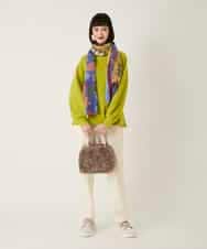 RLFAE47260 HIROKO BIS GRANDE(ヒロコ ビス グランデ) 【大きいサイズ】リブネックデザインウールニットプルオーバー レッド