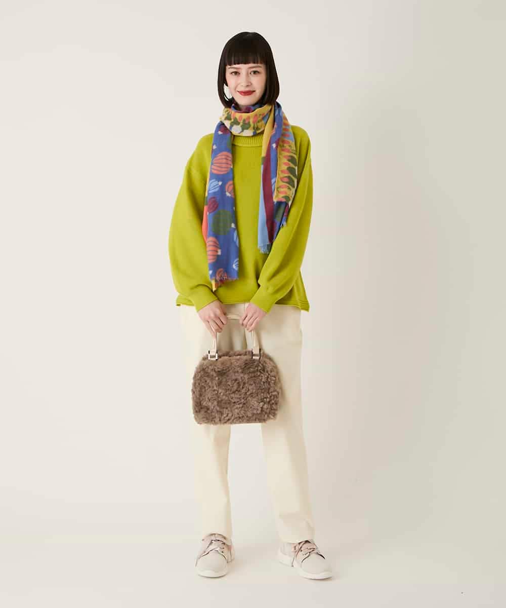 RLFAE47260 HIROKO BIS GRANDE(ヒロコ ビス グランデ) 【大きいサイズ】リブネックデザインウールニットプルオーバー レッド