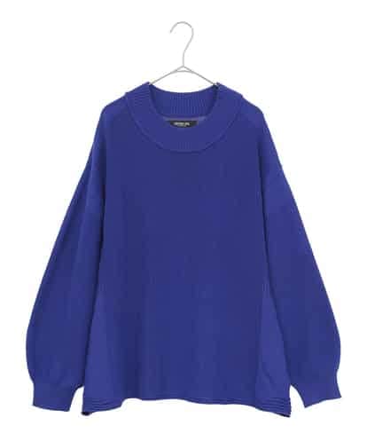 RLFAE47260 HIROKO BIS GRANDE リブネックデザインウールニットプルオーバー