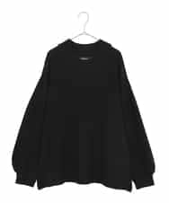 RLFAE47260 HIROKO BIS GRANDE(ヒロコ ビス グランデ) 【大きいサイズ】リブネックデザインウールニットプルオーバー ブラック