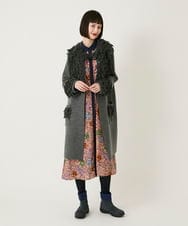 RLFAE48660 HIROKO BIS GRANDE(ヒロコ ビス グランデ) 【大きいサイズ】フリンジニットコート グレー