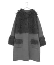 RLFAE48660 HIROKO BIS GRANDE(ヒロコ ビス グランデ) 【大きいサイズ】フリンジニットコート グレー