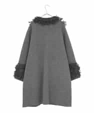 RLFAE48660 HIROKO BIS GRANDE(ヒロコ ビス グランデ) 【大きいサイズ】フリンジニットコート グレー