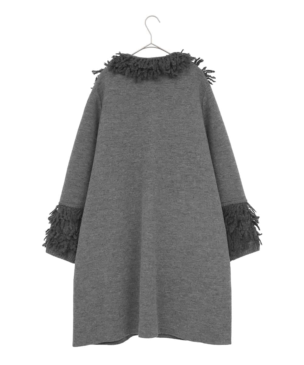 RLFAE48660 HIROKO BIS GRANDE(ヒロコ ビス グランデ) 【大きいサイズ】フリンジニットコート グレー