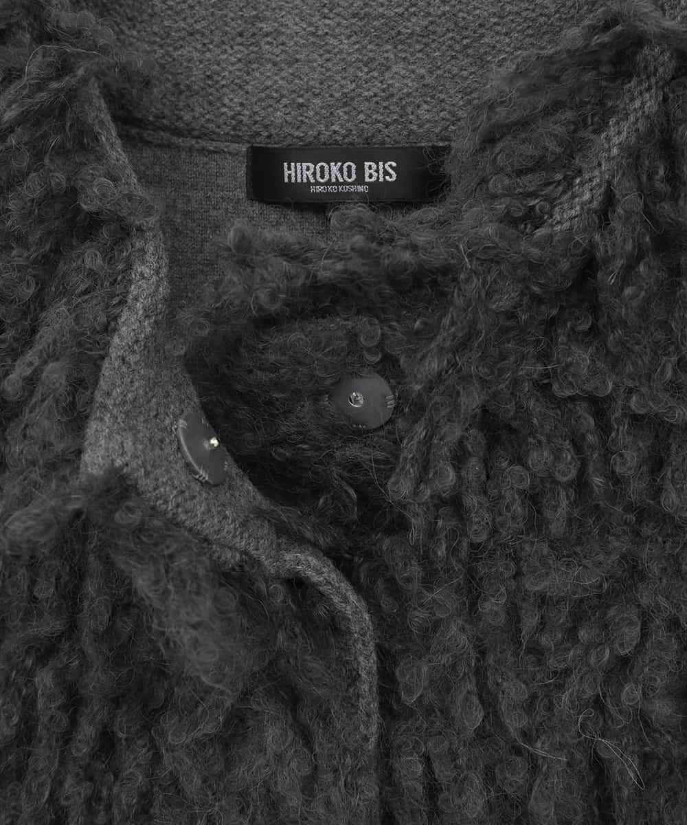 RLFAE48660 HIROKO BIS GRANDE(ヒロコ ビス グランデ) 【大きいサイズ】フリンジニットコート グレー