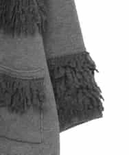 RLFAE48660 HIROKO BIS GRANDE(ヒロコ ビス グランデ) 【大きいサイズ】フリンジニットコート グレー