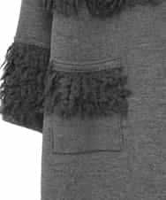 RLFAE48660 HIROKO BIS GRANDE(ヒロコ ビス グランデ) 【大きいサイズ】フリンジニットコート グレー