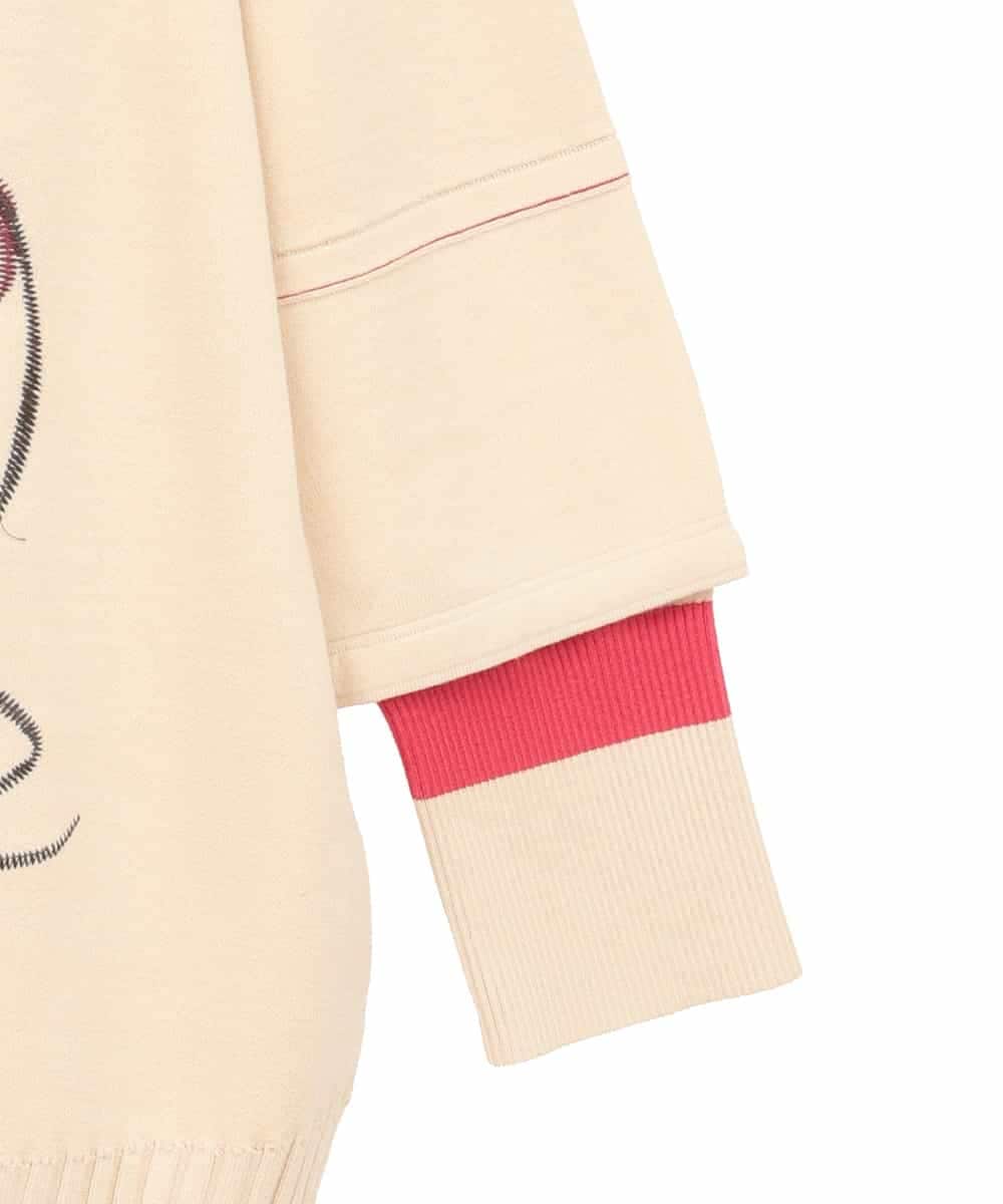 RLFAE50360 HIROKO BIS GRANDE(ヒロコ ビス グランデ) 【大きいサイズ】ニュアンス刺繍アクセントニットプルオーバー ベージュ