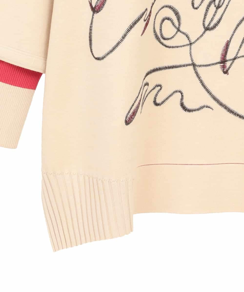 RLFAE50360 HIROKO BIS GRANDE(ヒロコ ビス グランデ) 【大きいサイズ】ニュアンス刺繍アクセントニットプルオーバー ベージュ