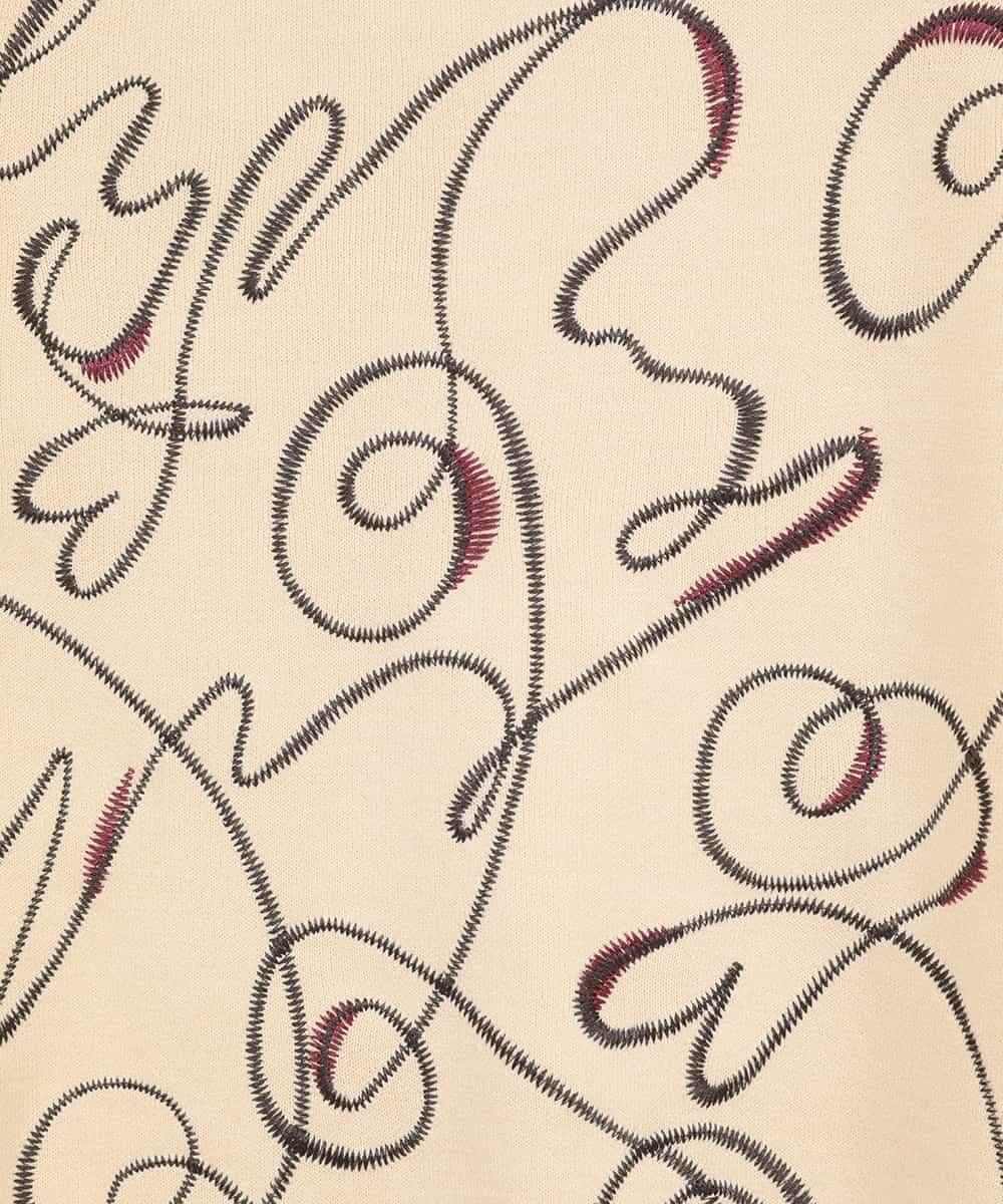 RLFAE50360 HIROKO BIS GRANDE(ヒロコ ビス グランデ) 【大きいサイズ】ニュアンス刺繍アクセントニットプルオーバー ベージュ