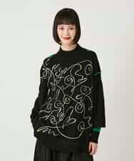 RLFAE50360 HIROKO BIS GRANDE(ヒロコ ビス グランデ) 【大きいサイズ】ニュアンス刺繍アクセントニットプルオーバー ベージュ