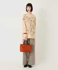 RLFAE50360 HIROKO BIS GRANDE(ヒロコ ビス グランデ) 【大きいサイズ】ニュアンス刺繍アクセントニットプルオーバー ベージュ