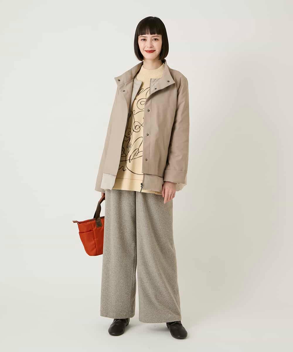 RLFAE50360 HIROKO BIS GRANDE(ヒロコ ビス グランデ) 【大きいサイズ】ニュアンス刺繍アクセントニットプルオーバー ベージュ