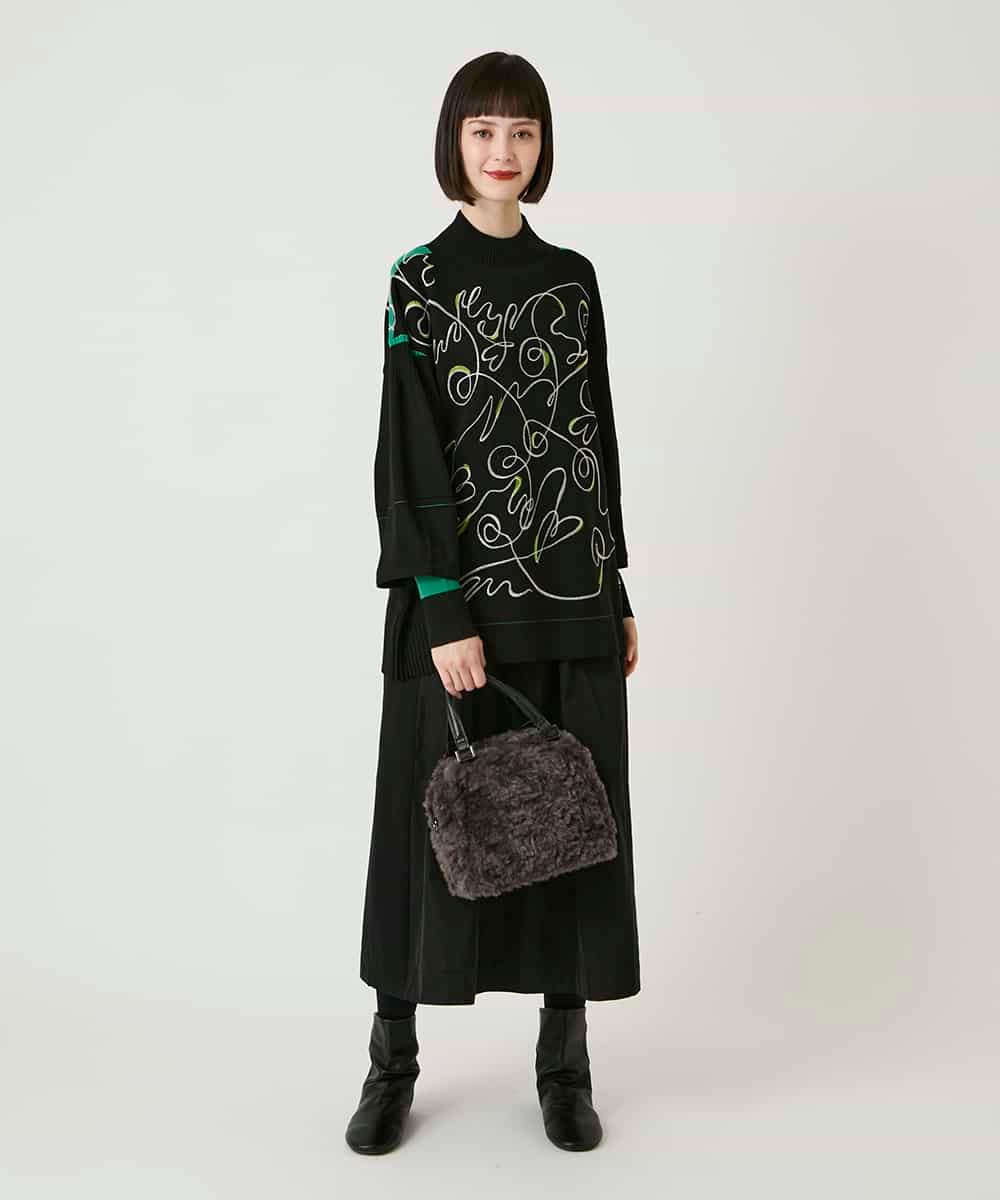 RLFAE50360 HIROKO BIS GRANDE(ヒロコ ビス グランデ) 【大きいサイズ】ニュアンス刺繍アクセントニットプルオーバー ベージュ