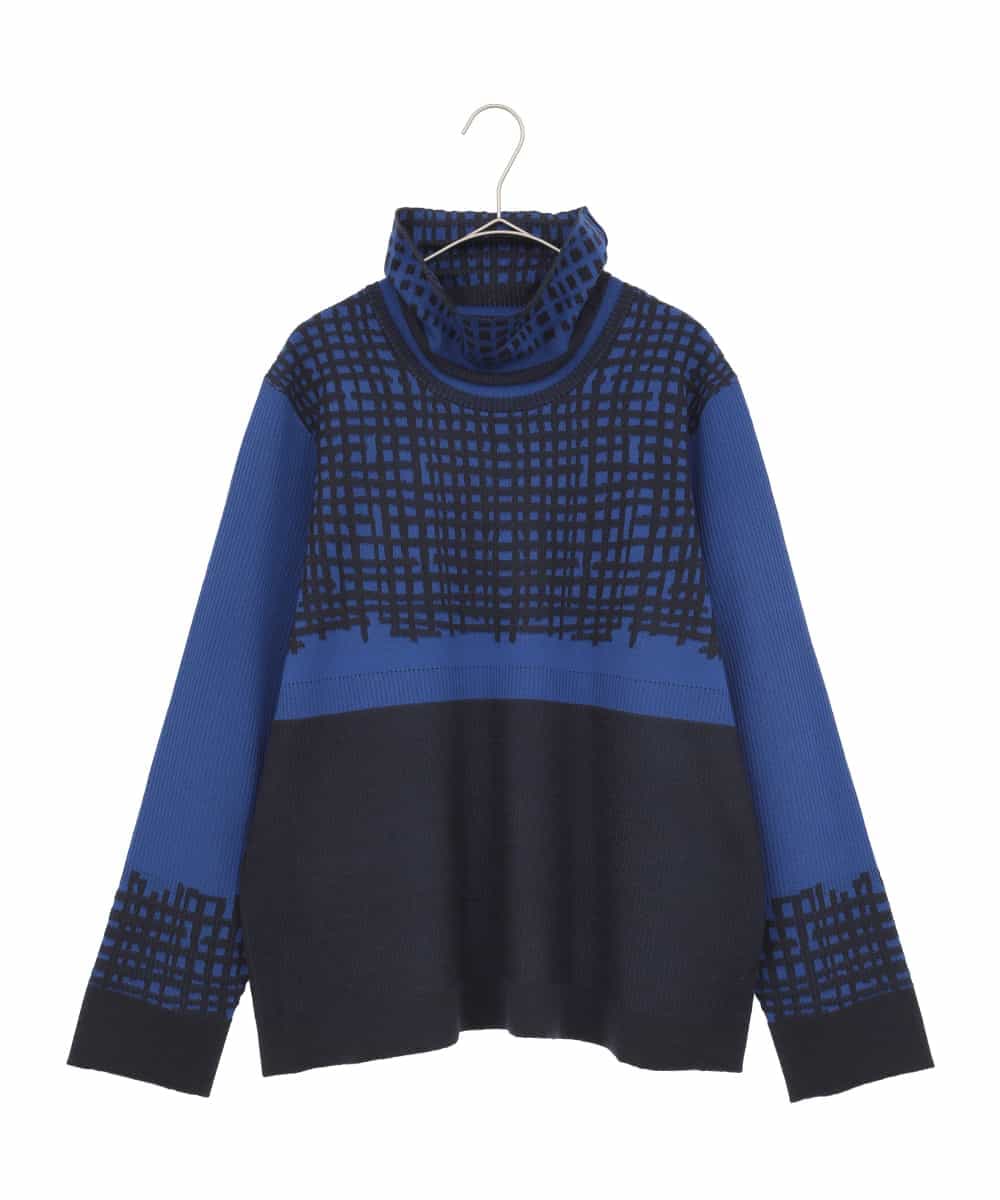 RLFAE55320 HIROKO BIS GRANDE 【大きいサイズ】チェックアクセントタートルネックニット