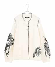 RLFAE56490 HIROKO BIS GRANDE(ヒロコ ビス グランデ) ペイズリー刺繍ニットカーディガン アイボリー