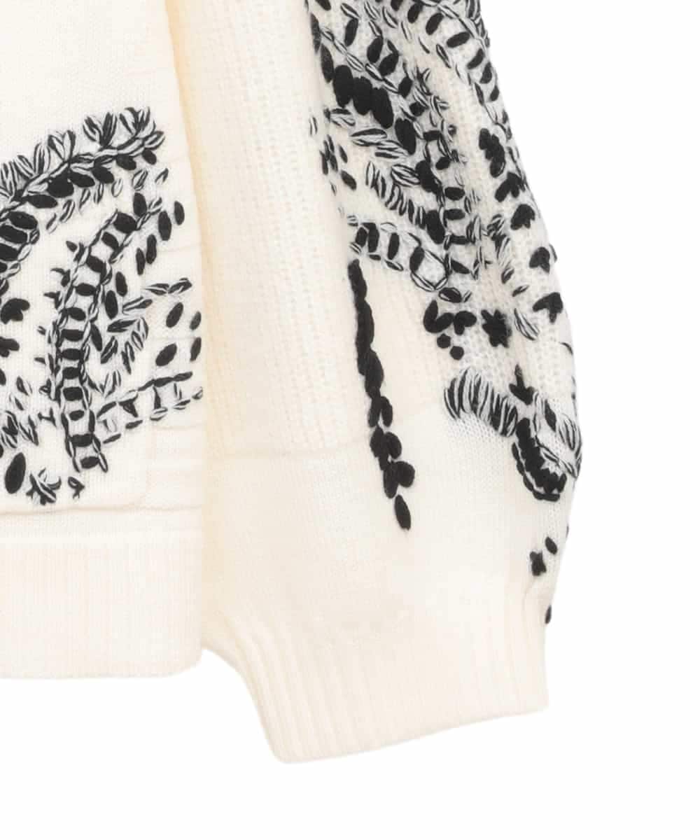 RLFAE56490 HIROKO BIS GRANDE(ヒロコ ビス グランデ) ペイズリー刺繍ニットカーディガン アイボリー