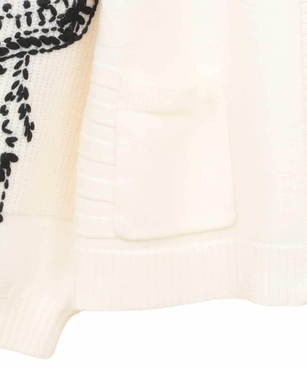 RLFAE56490 HIROKO BIS GRANDE(ヒロコ ビス グランデ) ペイズリー刺繍ニットカーディガン アイボリー