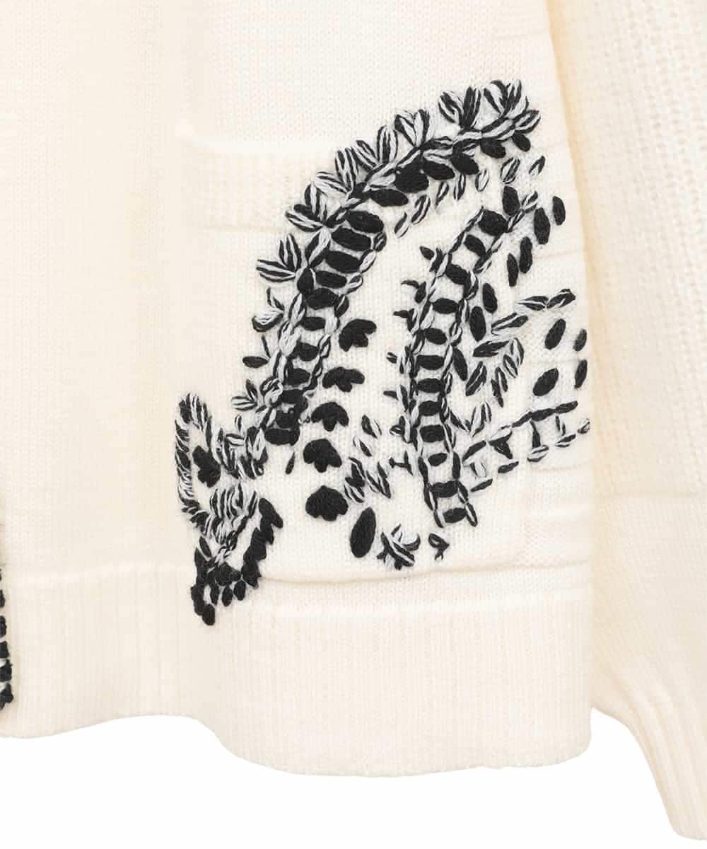 RLFAE56490 HIROKO BIS GRANDE(ヒロコ ビス グランデ) ペイズリー刺繍ニットカーディガン アイボリー