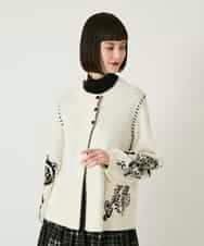 RLFAE56490 HIROKO BIS GRANDE(ヒロコ ビス グランデ) ペイズリー刺繍ニットカーディガン アイボリー