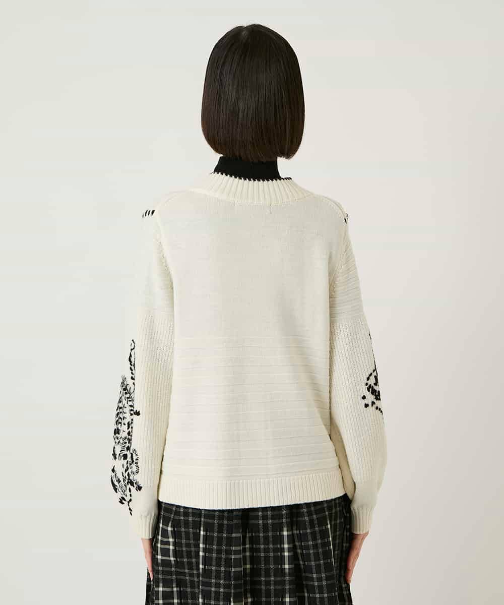 RLFAE56490 HIROKO BIS GRANDE(ヒロコ ビス グランデ) ペイズリー刺繍ニットカーディガン アイボリー