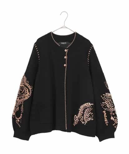 RLFAE56490 HIROKO BIS GRANDE ペイズリー刺繍ニットカーディガン