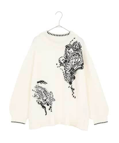 RLFAE57420  ペースリー刺繍ニットプルオーバー