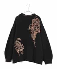 RLFAE57420 HIROKO BIS GRANDE(ヒロコ ビス グランデ) ペースリー刺繍ニットプルオーバー ブラック