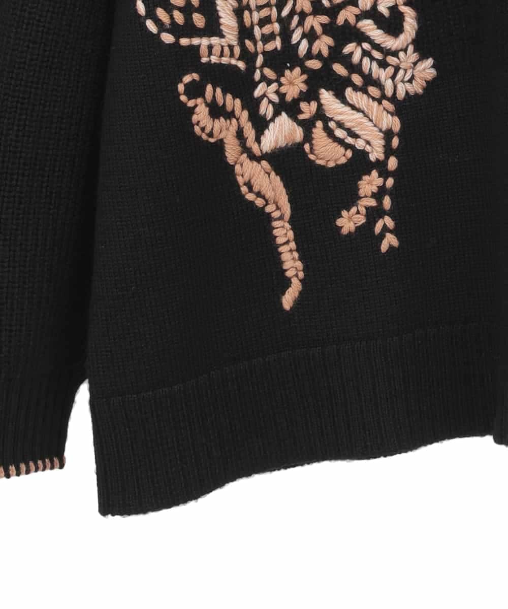 RLFAE57420 HIROKO BIS GRANDE(ヒロコ ビス グランデ) ペースリー刺繍ニットプルオーバー ブラック