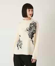 RLFAE57420 HIROKO BIS GRANDE(ヒロコ ビス グランデ) ペースリー刺繍ニットプルオーバー ブラック