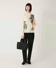 RLFAE57420 HIROKO BIS GRANDE(ヒロコ ビス グランデ) ペースリー刺繍ニットプルオーバー ブラック