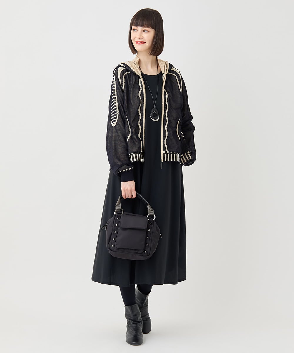 RLFAF01390 HIROKO BIS GRANDE(ヒロコ ビス グランデ) 【追加予約/大きいサイズ】ジャカードニットブルゾン ベージュ