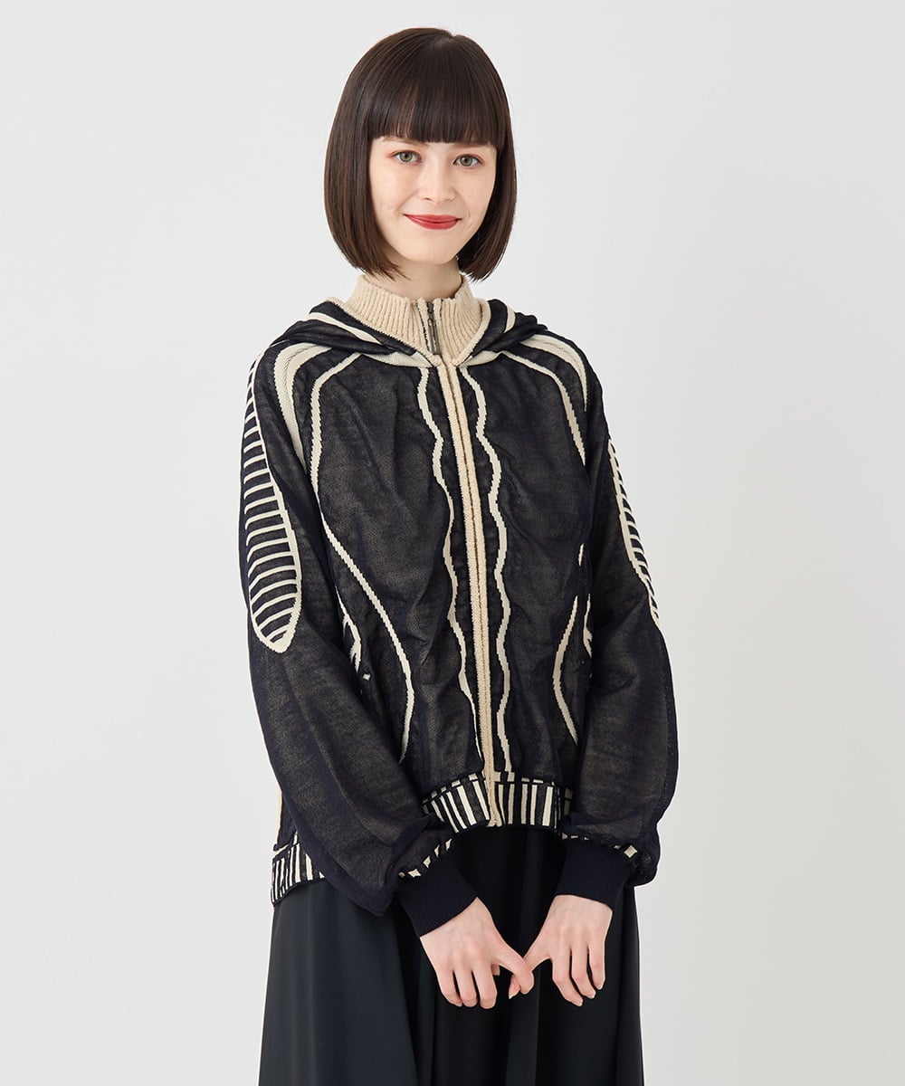 RLFAF01390 HIROKO BIS GRANDE(ヒロコ ビス グランデ) 【追加予約/大きいサイズ】ジャカードニットブルゾン ベージュ