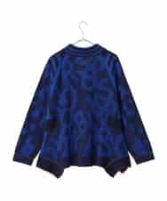 RLFAF60420 HIROKO BIS GRANDE(ヒロコ ビス グランデ) 【大きいサイズ】ロゴジャカードニットカーディガン ブルー