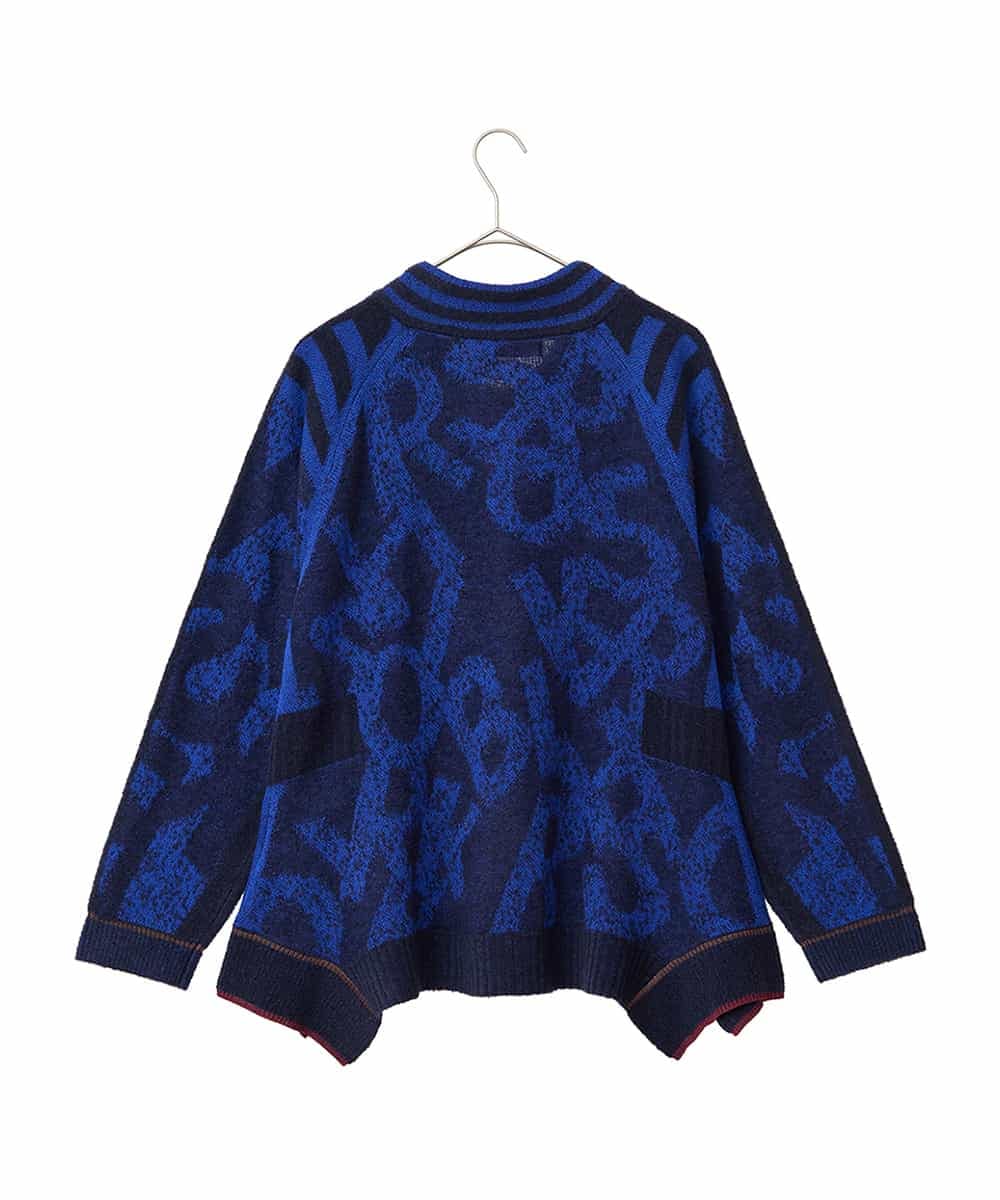 RLFAF60420 HIROKO BIS GRANDE(ヒロコ ビス グランデ) 【大きいサイズ】ロゴジャカードニットカーディガン ブルー