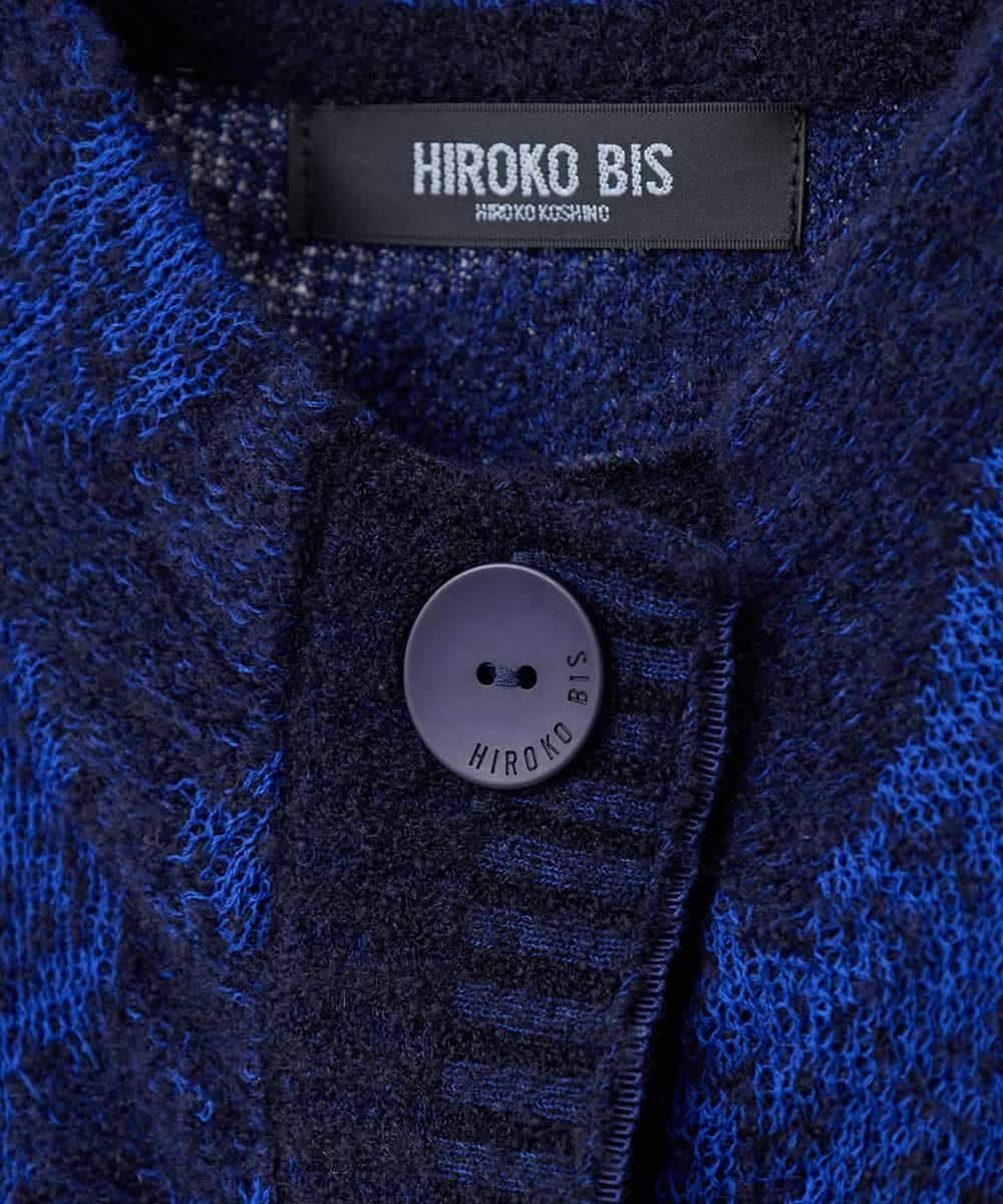 RLFAF60420 HIROKO BIS GRANDE(ヒロコ ビス グランデ) 【大きいサイズ】ロゴジャカードニットカーディガン ブルー