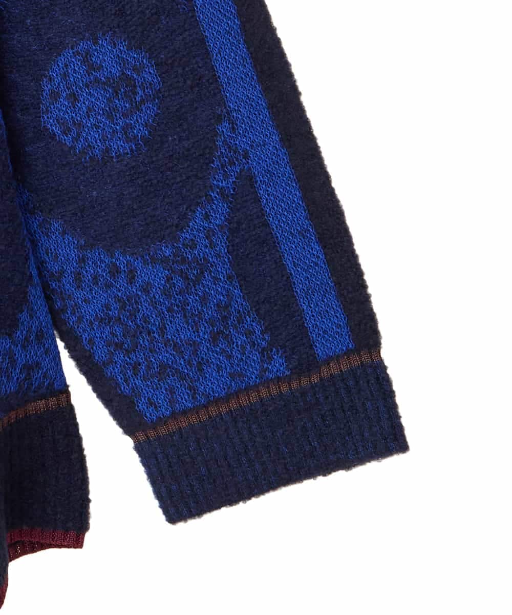 RLFAF60420 HIROKO BIS GRANDE(ヒロコ ビス グランデ) 【大きいサイズ】ロゴジャカードニットカーディガン ブルー