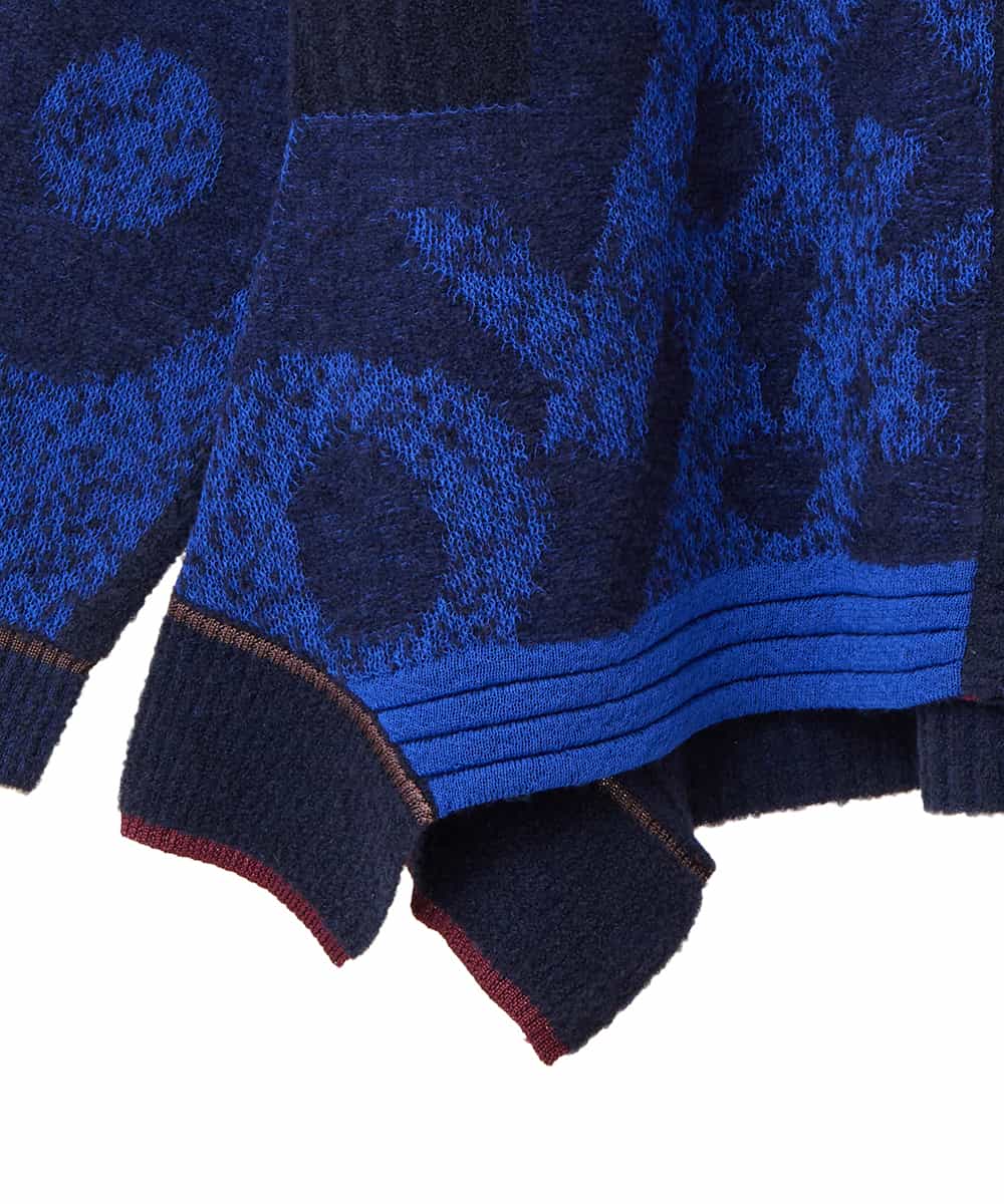 RLFAF60420 HIROKO BIS GRANDE(ヒロコ ビス グランデ) 【大きいサイズ】ロゴジャカードニットカーディガン ブルー