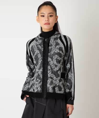 RLFAF60420 HIROKO BIS GRANDE 【大きいサイズ】ロゴジャカードニットカーディガン