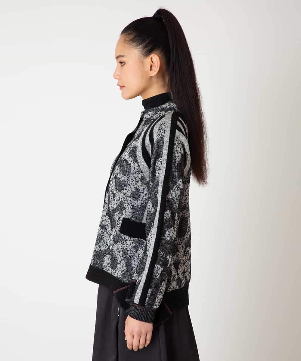 RLFAF60420 HIROKO BIS GRANDE(ヒロコ ビス グランデ) 【大きいサイズ】ロゴジャカードニットカーディガン ブラック