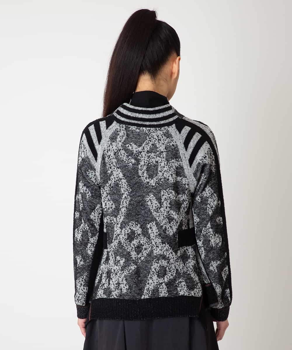 RLFAF60420 HIROKO BIS GRANDE(ヒロコ ビス グランデ) 【大きいサイズ】ロゴジャカードニットカーディガン ブラック