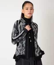 RLFAF60420 HIROKO BIS GRANDE(ヒロコ ビス グランデ) 【大きいサイズ】ロゴジャカードニットカーディガン ブラック