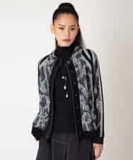 RLFAF60420 HIROKO BIS GRANDE(ヒロコ ビス グランデ) 【大きいサイズ】ロゴジャカードニットカーディガン ブラック