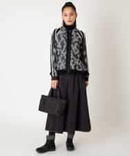 RLFAF60420 HIROKO BIS GRANDE(ヒロコ ビス グランデ) 【大きいサイズ】ロゴジャカードニットカーディガン ブラック