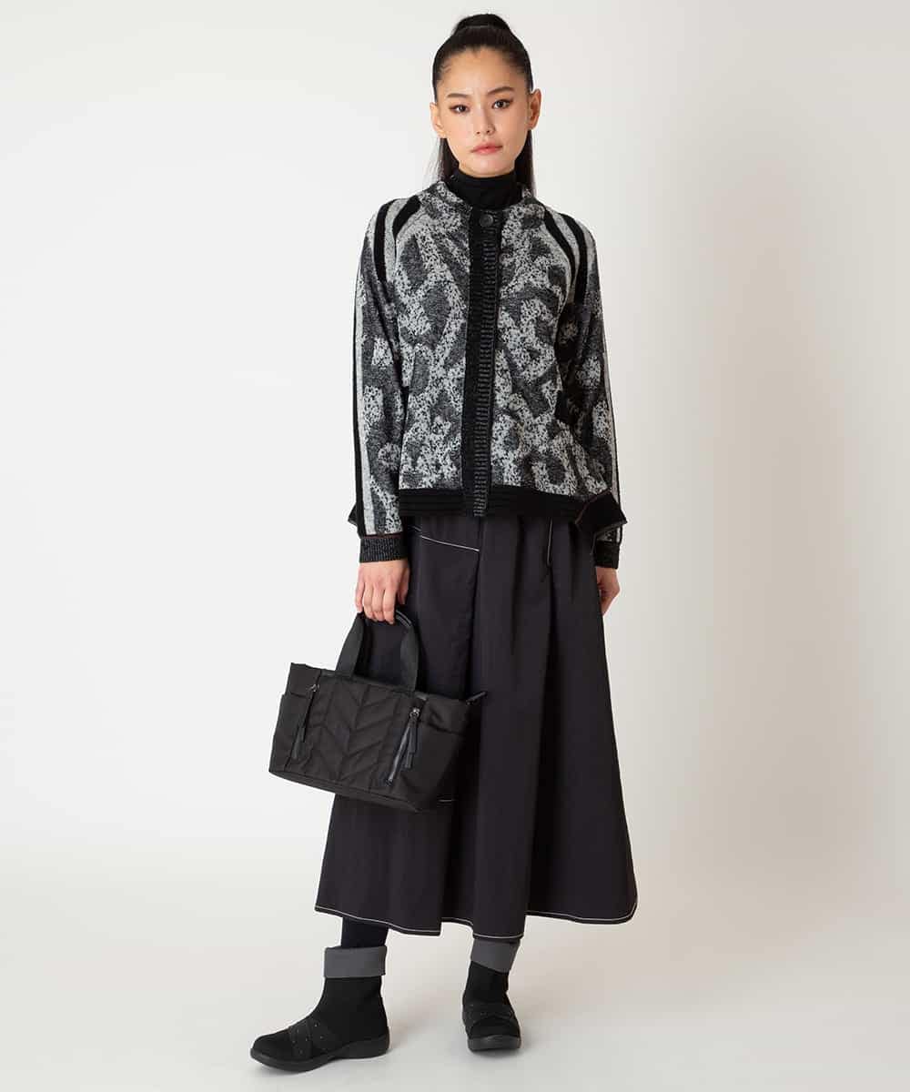 RLFAF60420 HIROKO BIS GRANDE(ヒロコ ビス グランデ) 【大きいサイズ】ロゴジャカードニットカーディガン ブラック