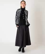 RLFAF60420 HIROKO BIS GRANDE(ヒロコ ビス グランデ) 【大きいサイズ】ロゴジャカードニットカーディガン ブラック