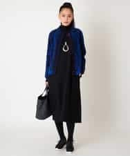 RLFAF60420 HIROKO BIS GRANDE(ヒロコ ビス グランデ) 【大きいサイズ】ロゴジャカードニットカーディガン ブラック