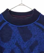 RLFAF61390 HIROKO BIS GRANDE(ヒロコ ビス グランデ) 【大きいサイズ】ロゴジャカードニットプルオーバー ブルー