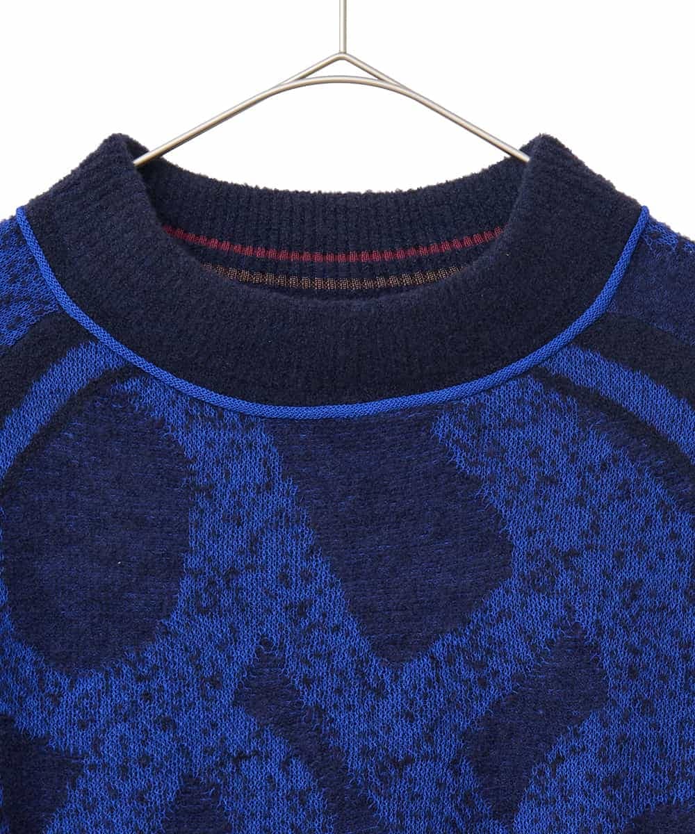 RLFAF61390 HIROKO BIS GRANDE(ヒロコ ビス グランデ) 【大きいサイズ】ロゴジャカードニットプルオーバー ブルー