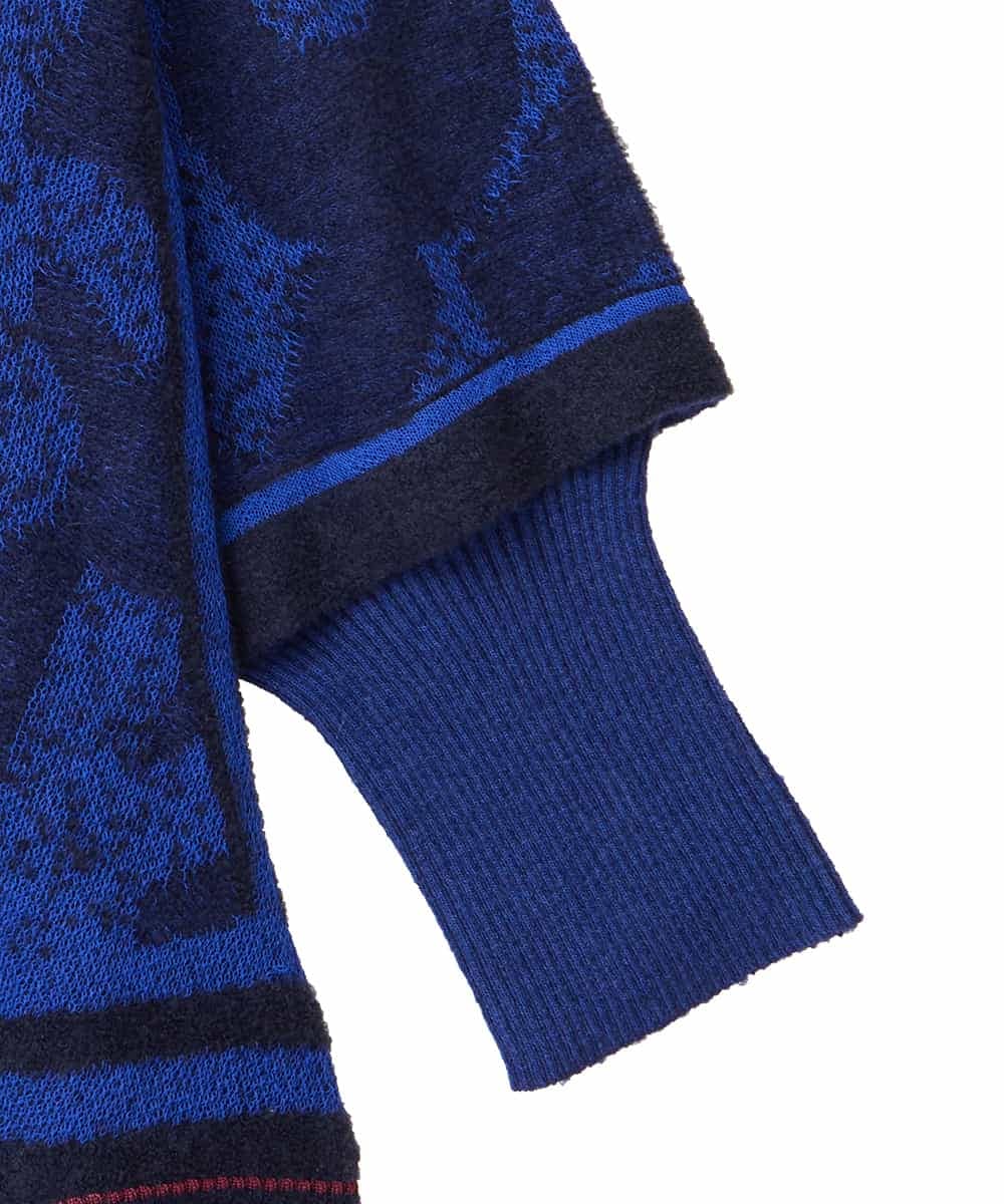 RLFAF61390 HIROKO BIS GRANDE(ヒロコ ビス グランデ) 【大きいサイズ】ロゴジャカードニットプルオーバー ブルー